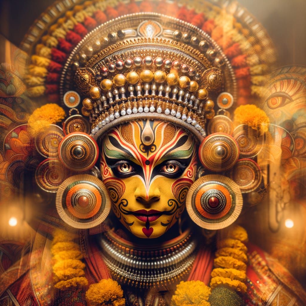 Mystical Yakshagana Artist: A Surreal Double Exposure