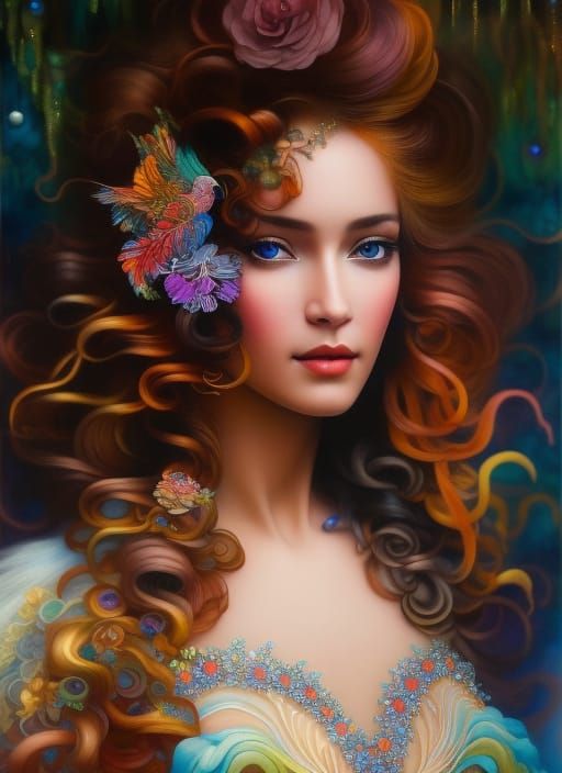 Woman in Wind: Hyperrealistic Alcohol Ink Landscape