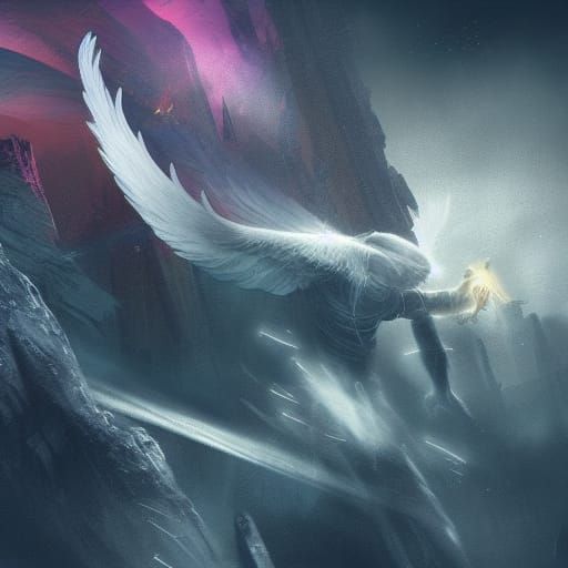 Angelic Flight in the Night: Fantasy Concept Art