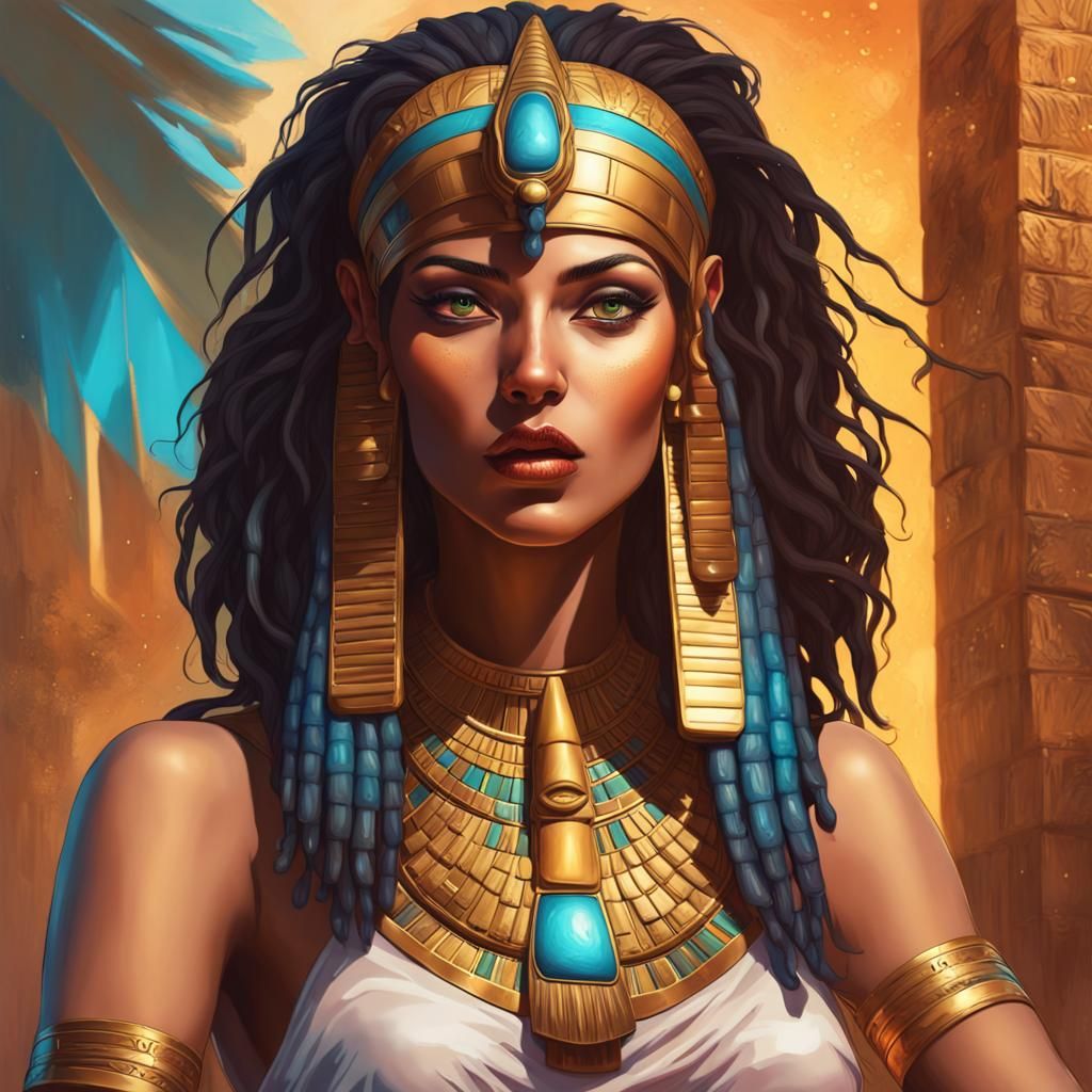 Gorgeous Egyptian Goddess in Hyperrealistic Splash Art
