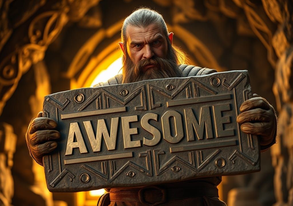 Dwarf Stonemason Shows Art Deco 'Awesome' Slab