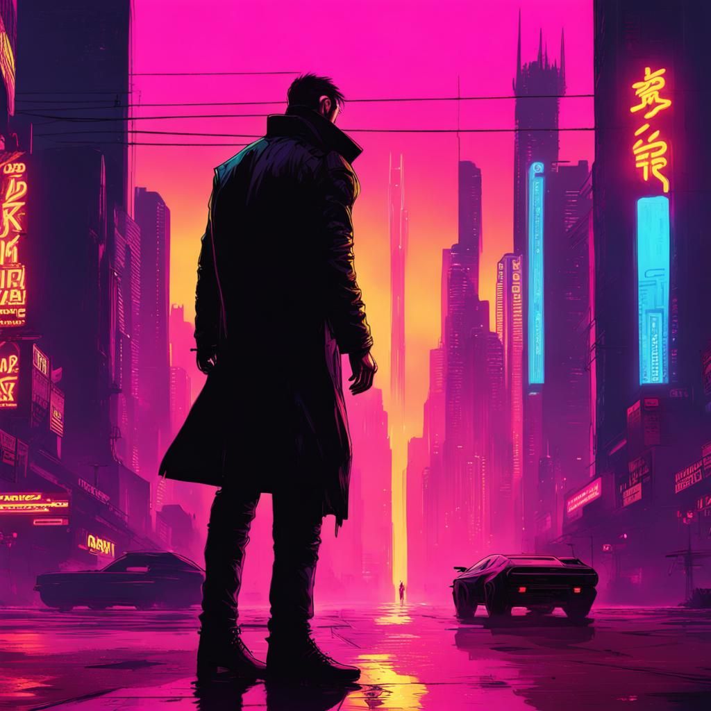 Man Walks into Cyberpunk City of the Future