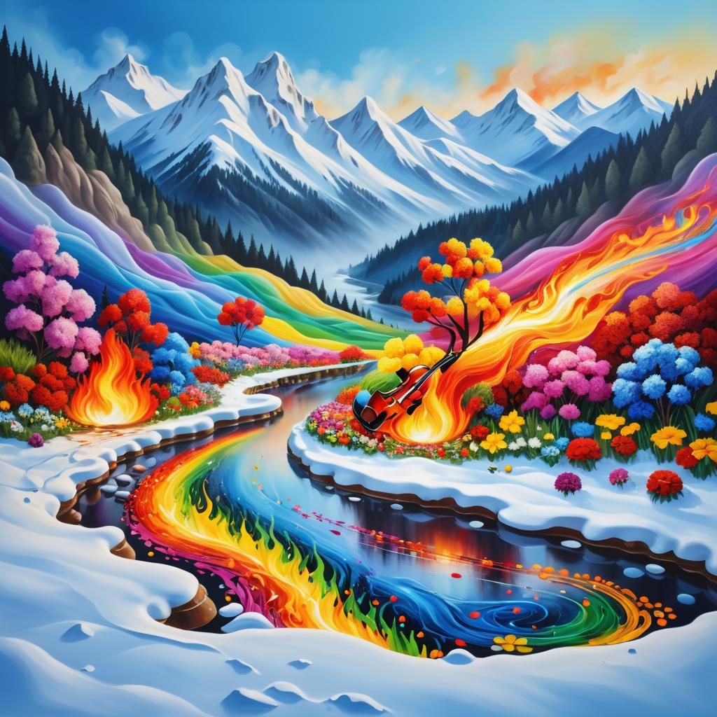 Harmonious Elements in Colourful Flower Valley