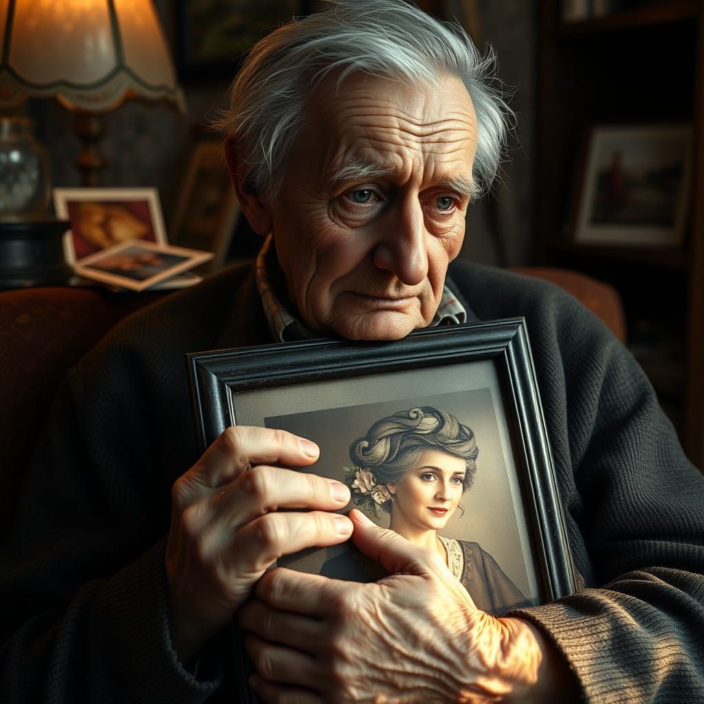 Elderly Man Cherishes Memories of Late Wife