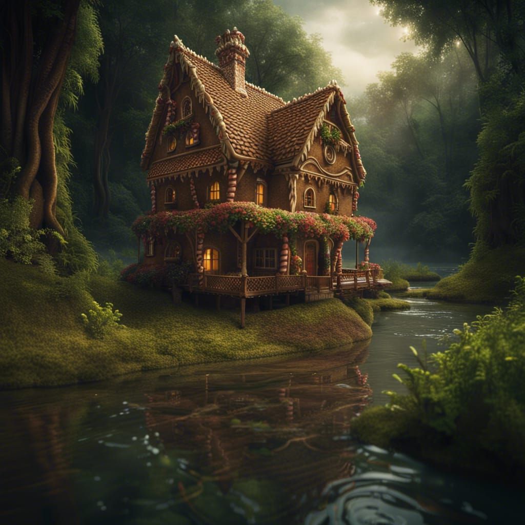 Gingerbread House at River Fork: Digital Matte Painting