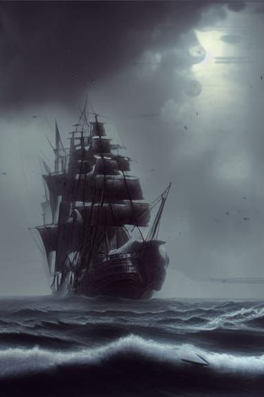 Villain's Fleet at Dawn: Epic Digital Matte Painting