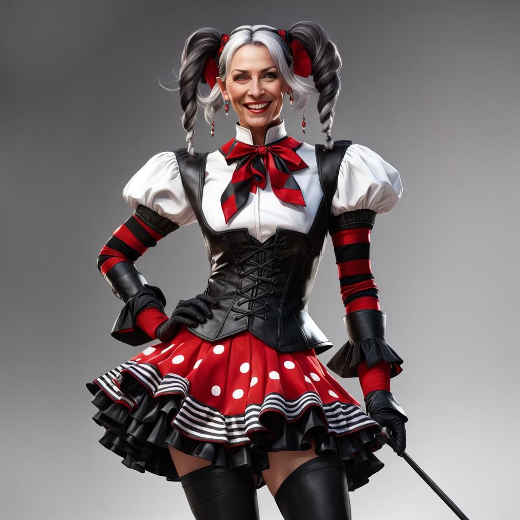 Harlequin Woman Portrait in Detailed Digital Art Style