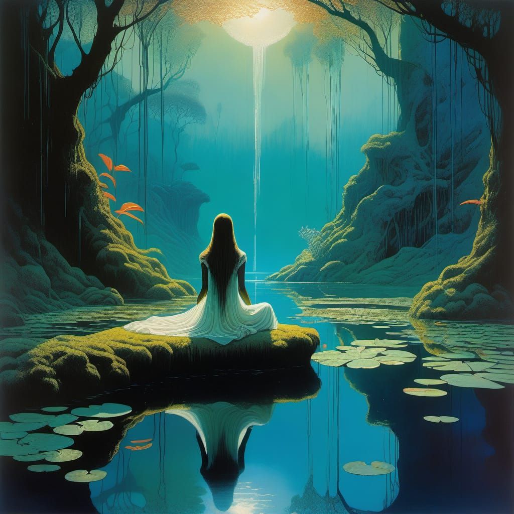 Princess in Ethereal Jungle Oasis