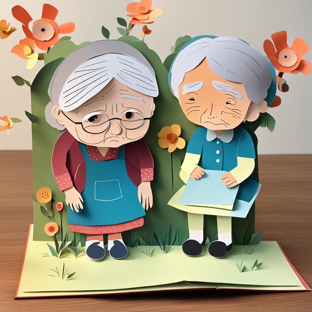 Pop-Up Book: Sad Girl and Grandma