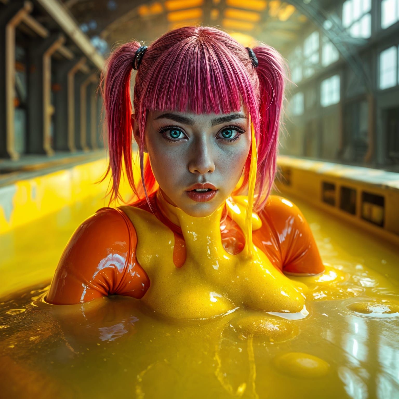 Futuristic Pop Star in Slime: 3D Digital Art