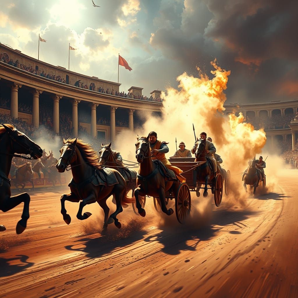 Epic Chariot Race in Ancient Rome's Circus Maximus