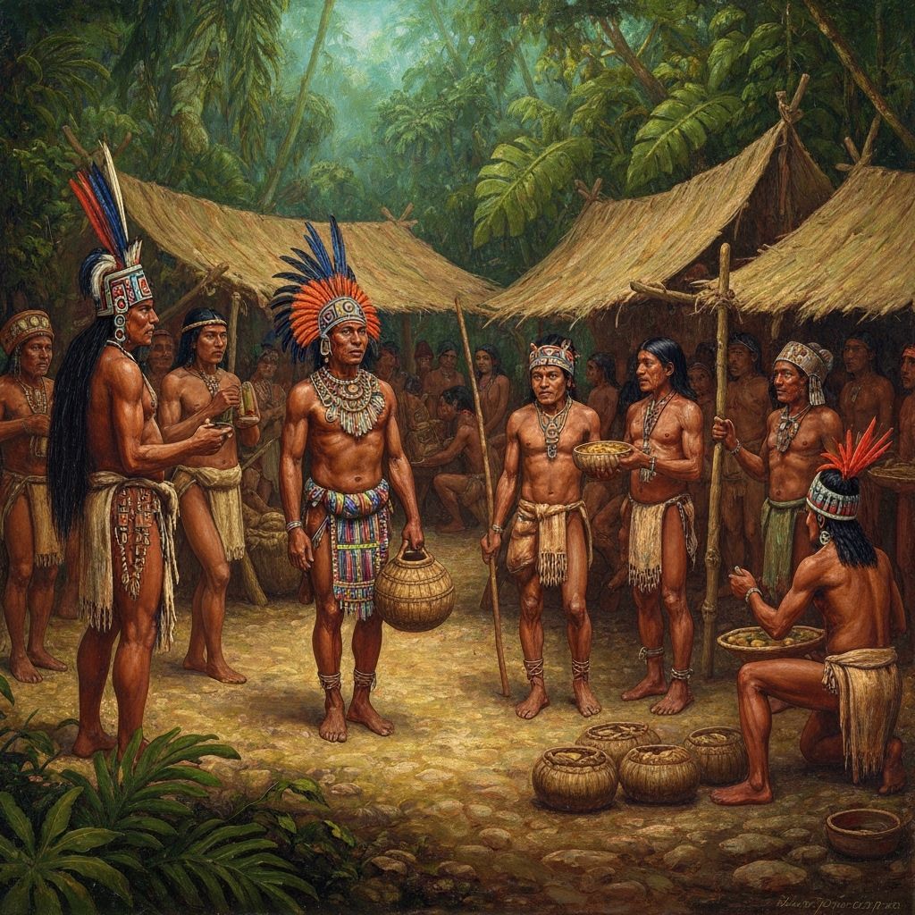 Vibrant Pre-Columbian Marketplace Scene