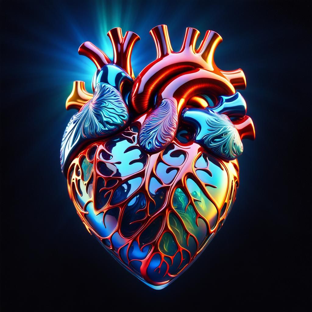 Celestial Heart in Glasspunk Fractal Style