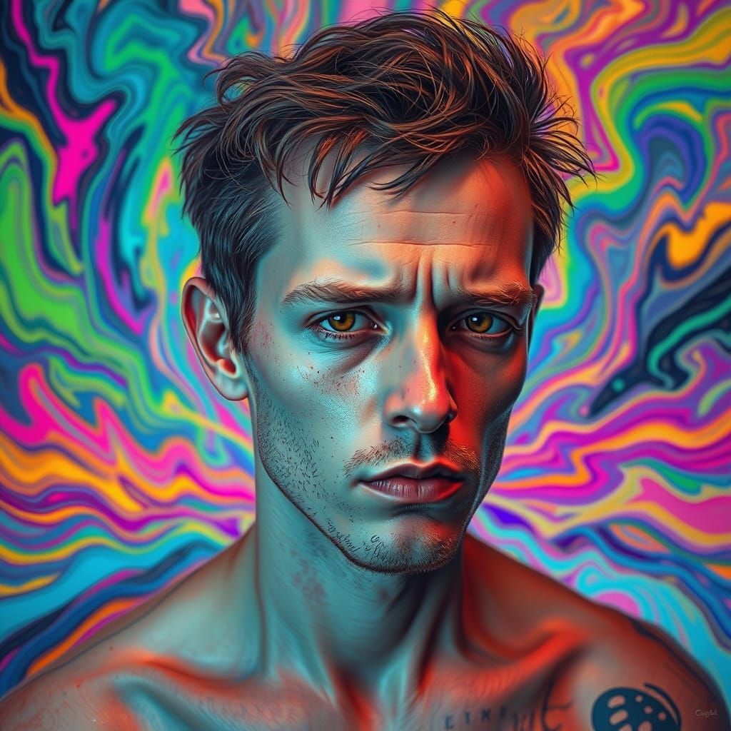 Surreal Portrait in Neon Dreamscapes
