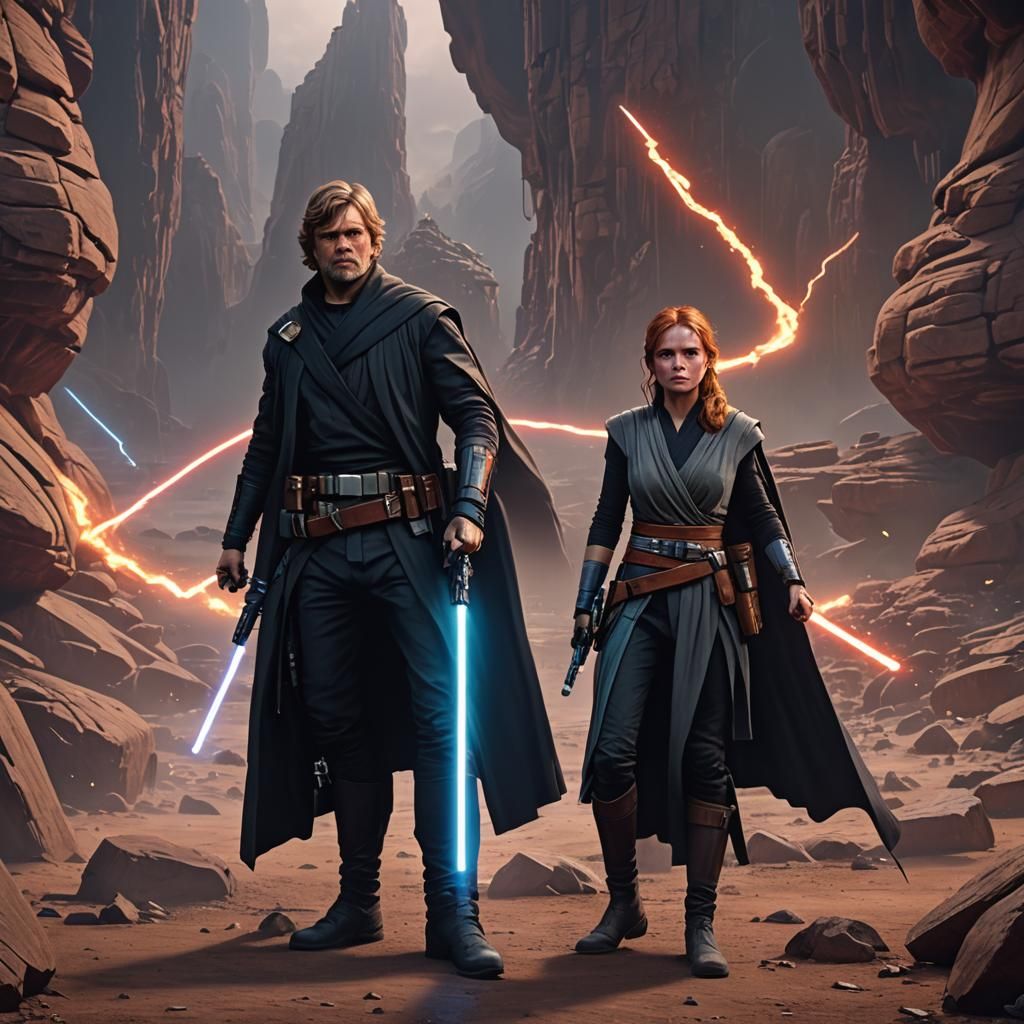 Luke Skywalker and Mara Jade: Lightsaber Duel