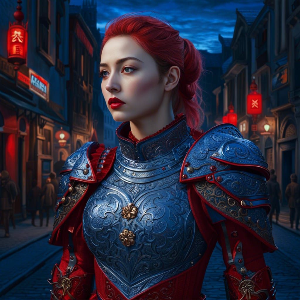 Gothic Girl in Filigree Armor, Hyperdetailed Photorealism