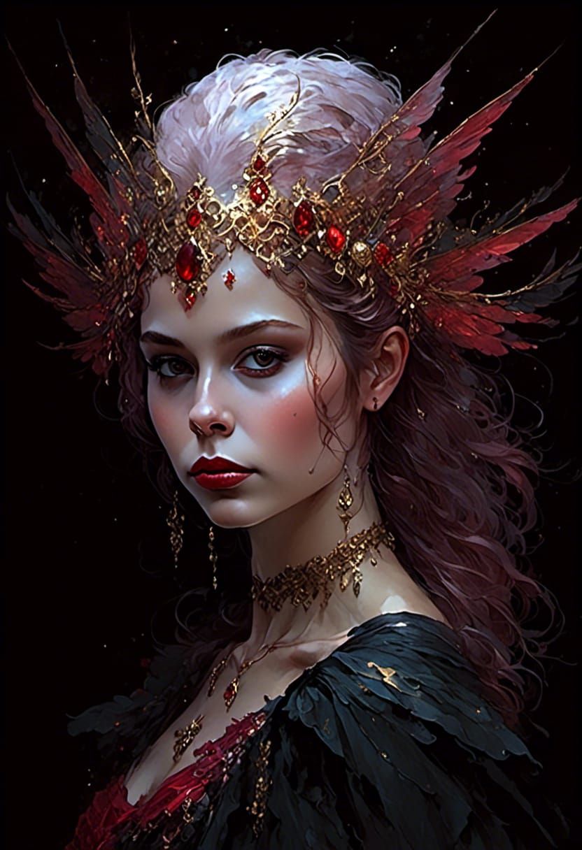 Fantasy Ballerina with Jeweled Corset in Dark Art Style