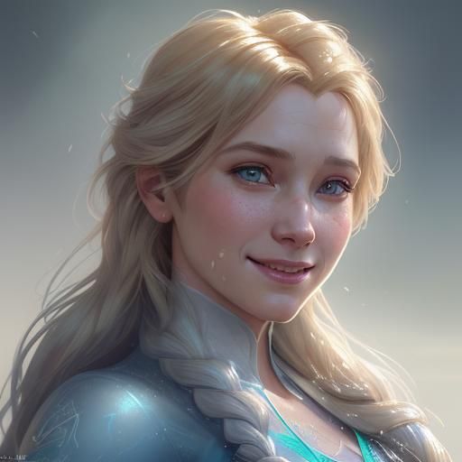Anna and Elsa Smiling: Detailed 8K Portrait