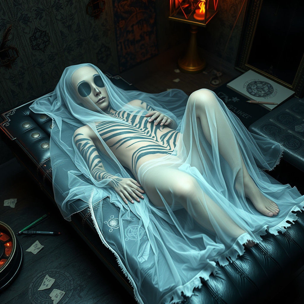 Ghost's Zebra Tattoo: Ethereal Art in 8K