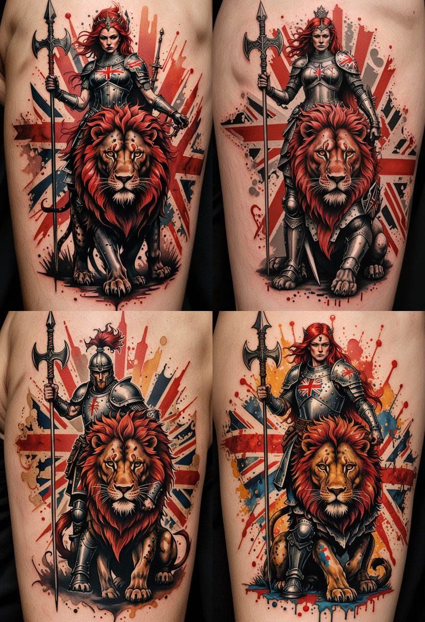 Britannia Tattoo in Trash Polka Style