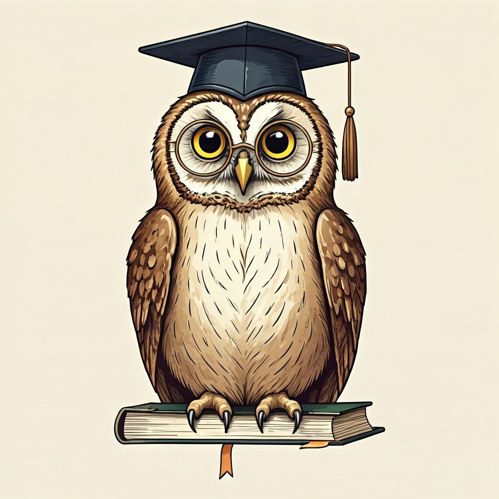 Wise Owl Reading Manuscript in Beatrix Potter Style