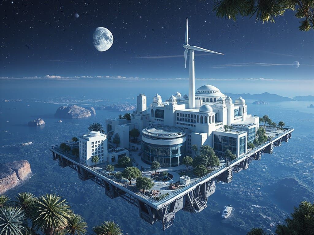 Ethereal Cosmic Metropolis Integrated with Nature