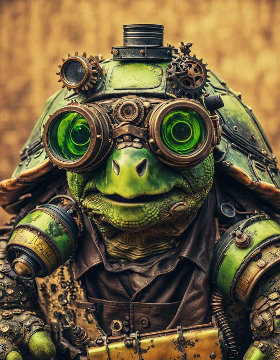 Steampunk Tortoise in Dapper Goggles