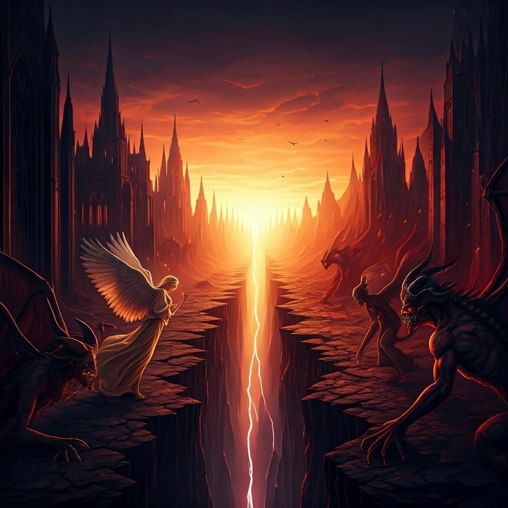 Heaven and Hell Collide: A Surreal Digital Art Piece