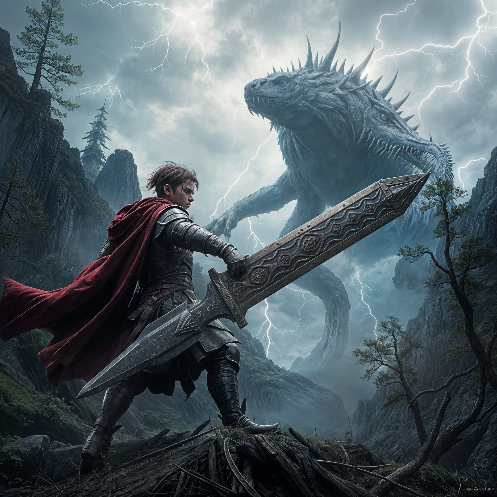 Medieval Warrior Battles Lightning Monster in Unreal Engine