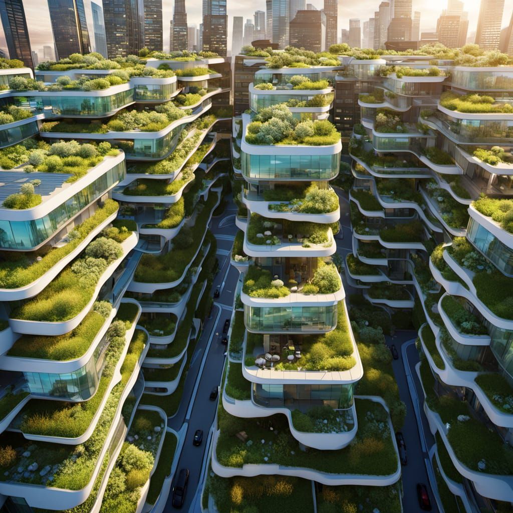 Eco-Friendly Cityscapes in Sustainable Architecture Style