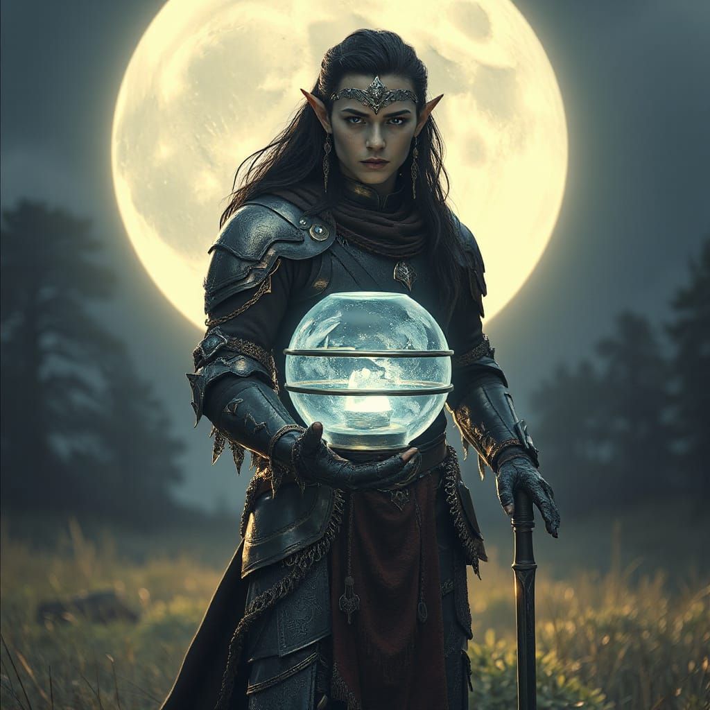 Ethereal Elf Warrior with Orb Lantern