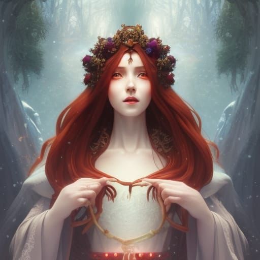Crimson-Haired Witch Portrait in Fantasy Art Style