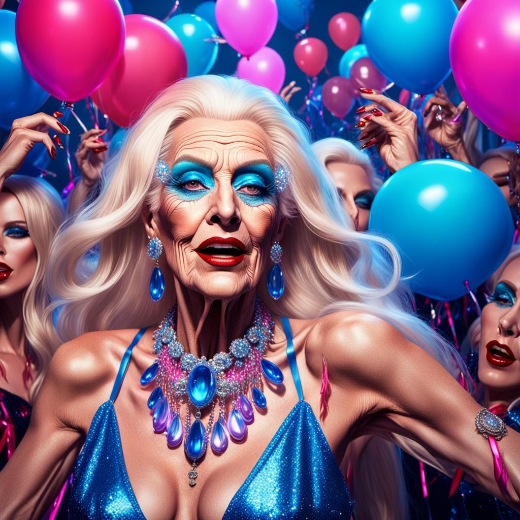 Vibrant Party Scene with Glittering Jewelry in Digital Art