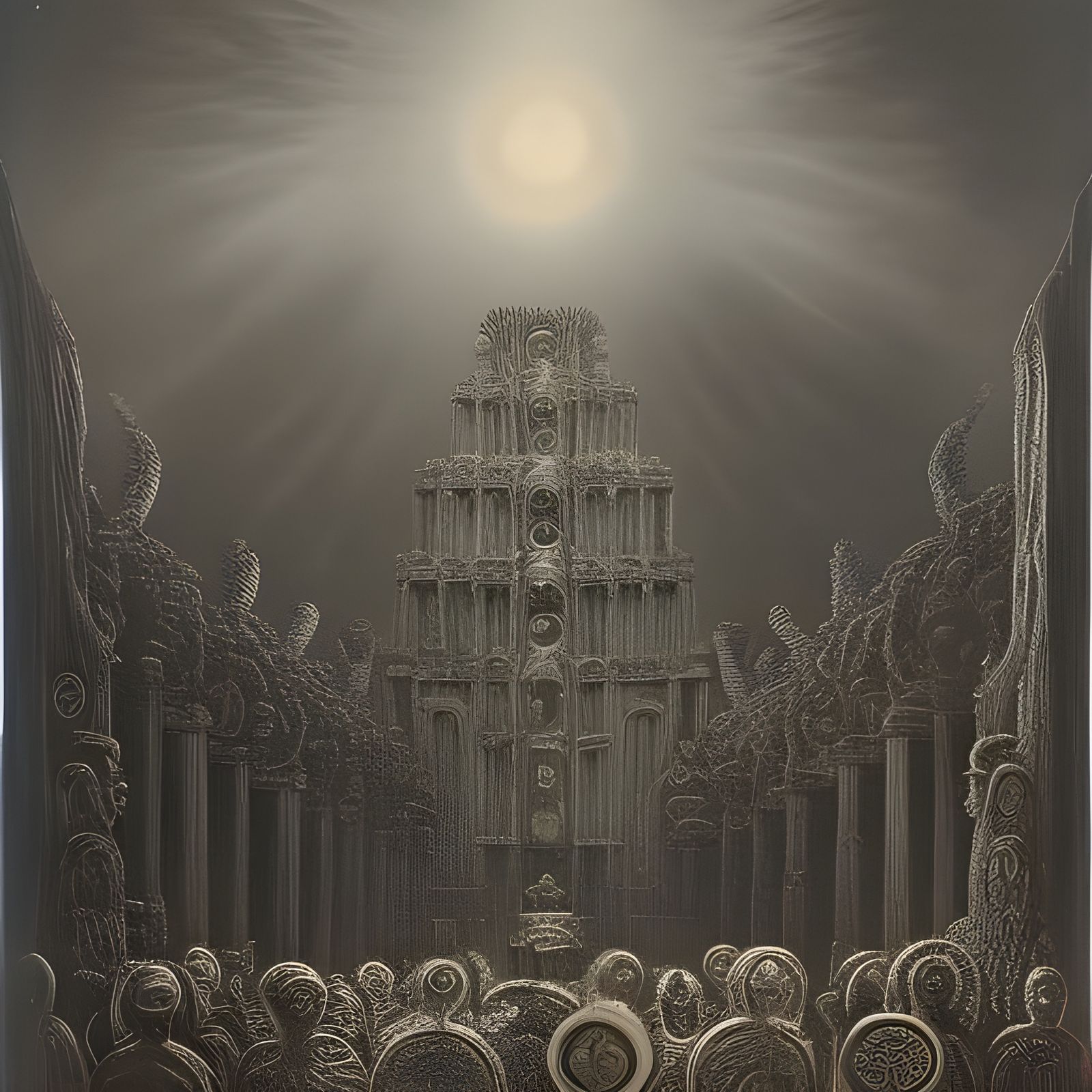 Aztec Temple Cthulhu Cultists in Horror Style