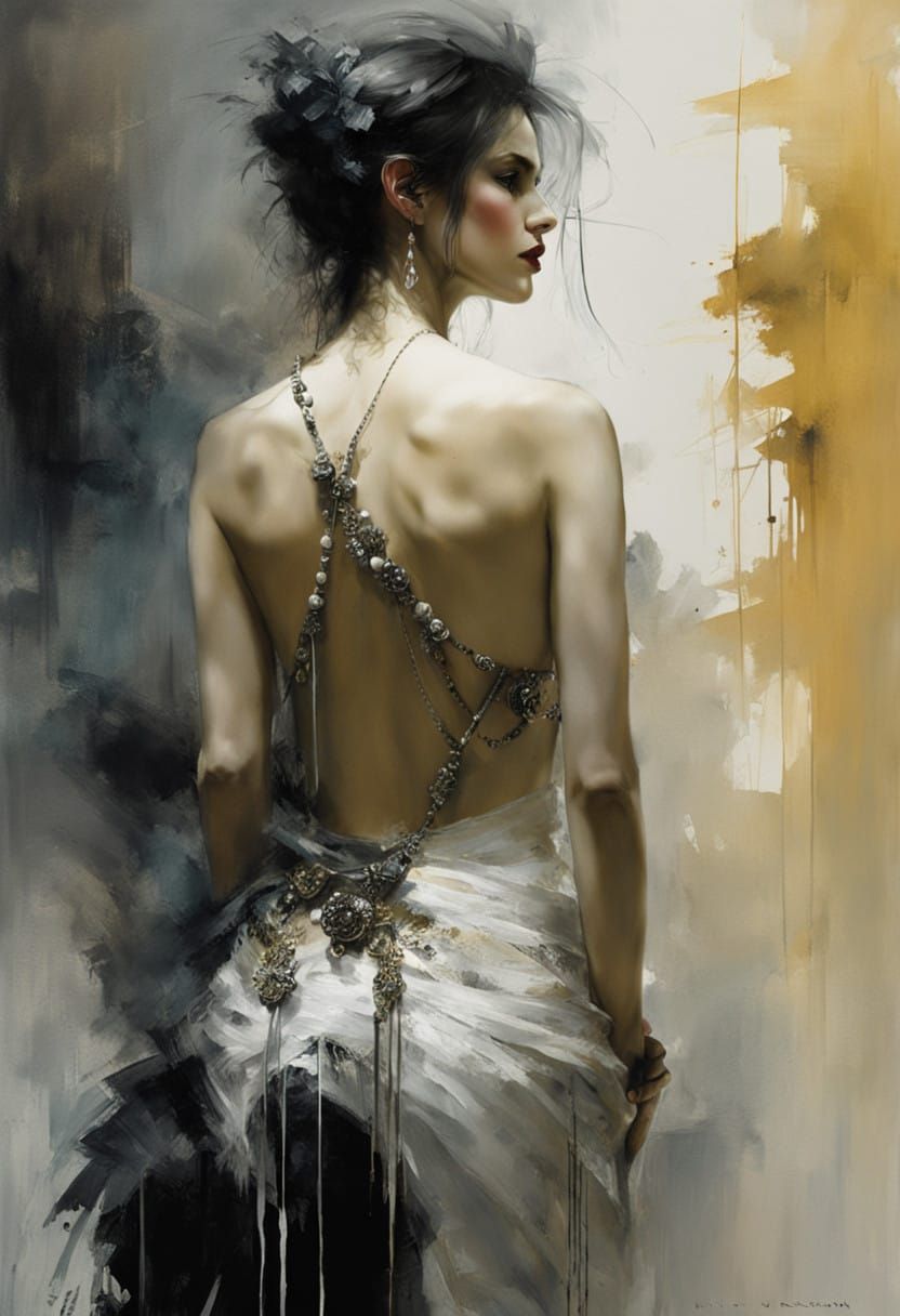 Intensely Lit Fine Art Portrait of a Woman in Ominous Shadow...