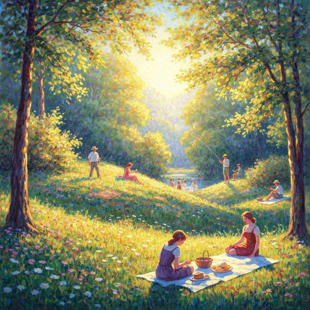 Joyful Outdoor Activities in a Sun-Dappled Valley