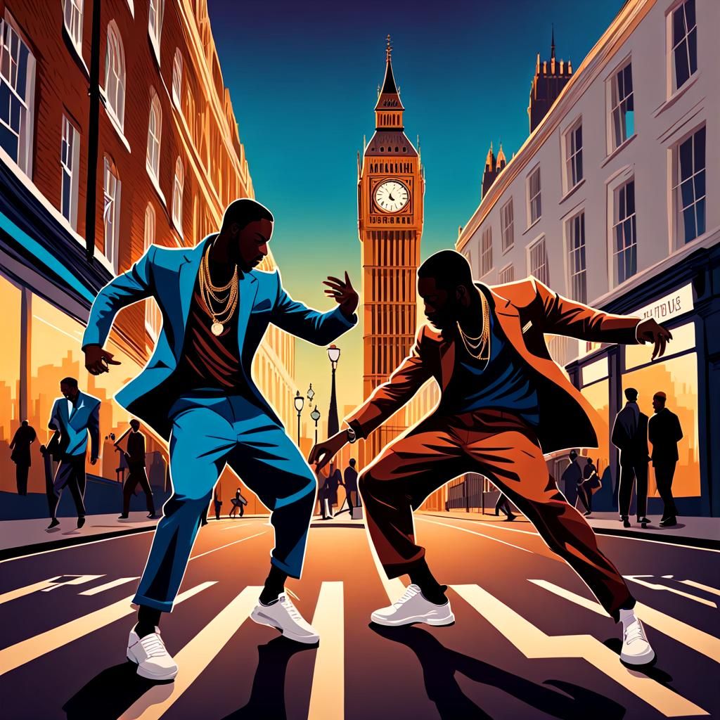 African Dancers in London, Edward Hopper Style