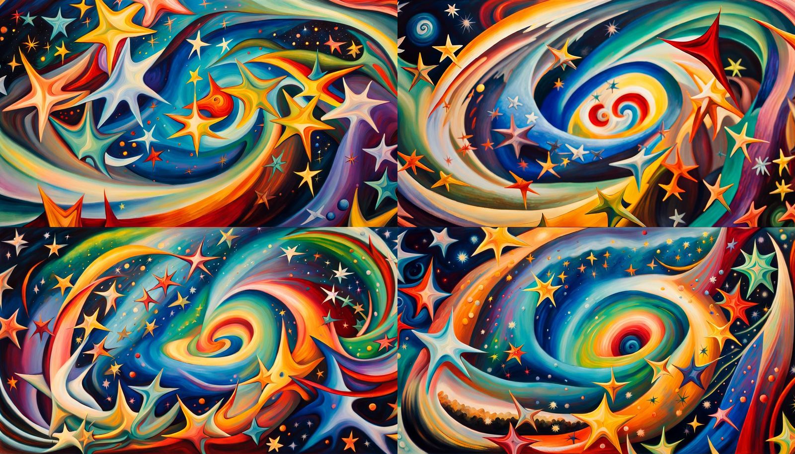 Iridescent Star Cluster Formation in Abstract Expressionism