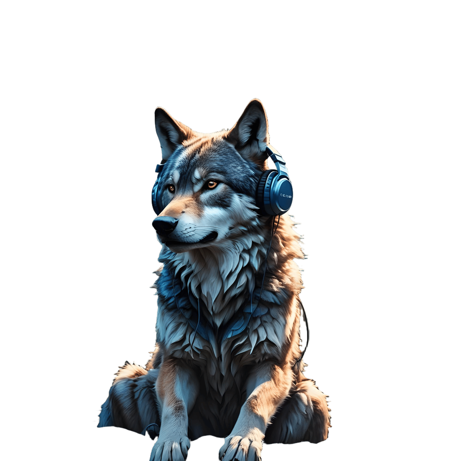 Photorealistic Wolf DJ Logo for Music