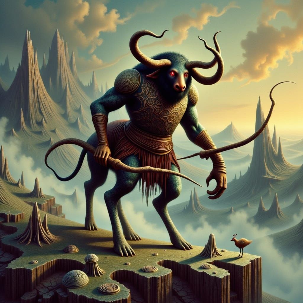 Minotaur Bowman on Misty Mountain Peak