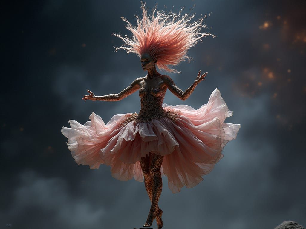 Space-Time Fabric Couture, Flouncing in Colour-Time Shift