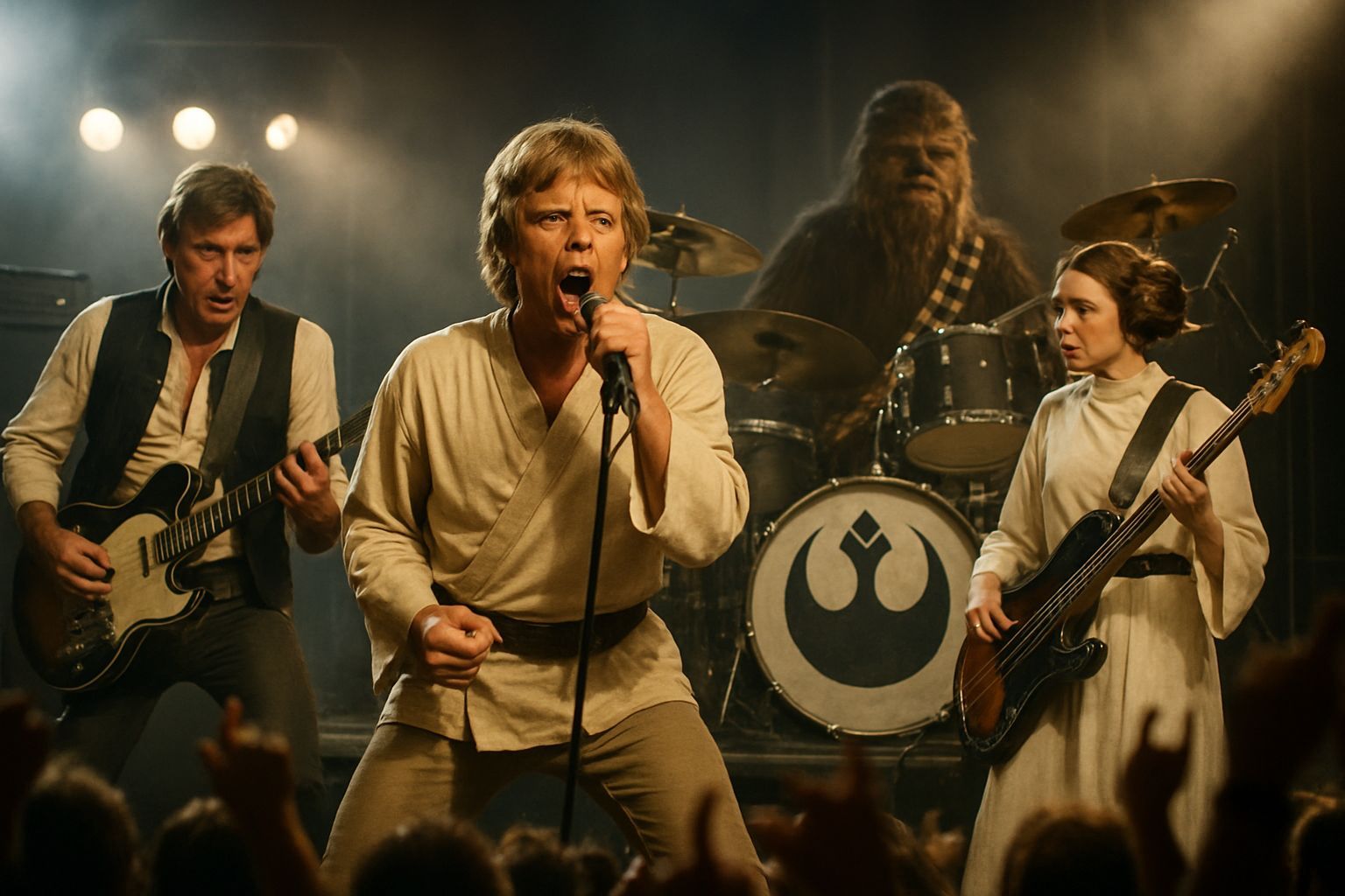 Luke, Leia, Han and Chewie after the Rebellion was over...