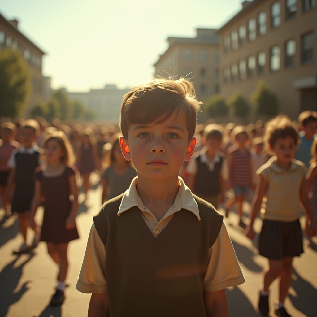 Melancholy Boy in Schoolyard, Cinematic Style