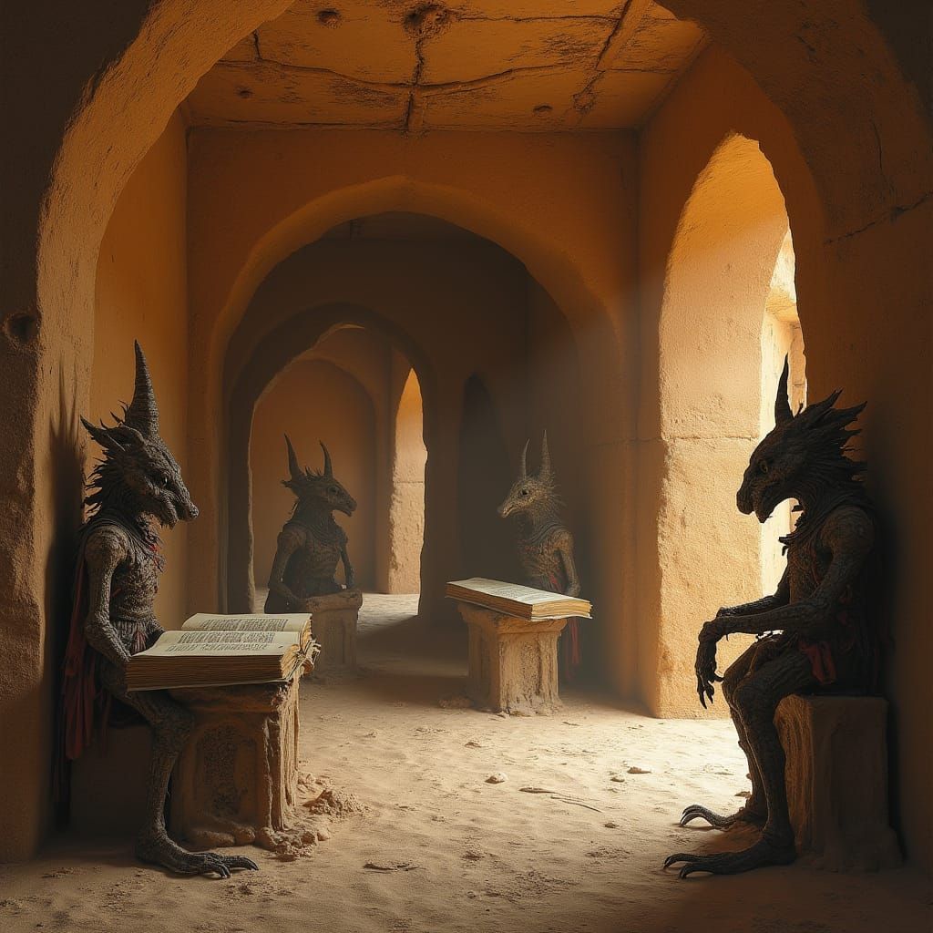 Mystical Desert Monastery of Hybrid Beings