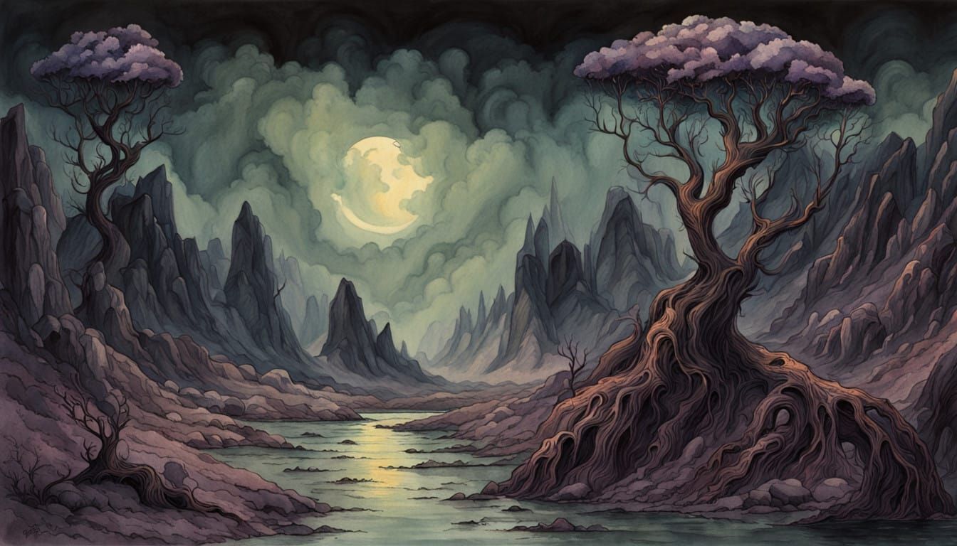 Ethereal, Mysterious Alien World at Night