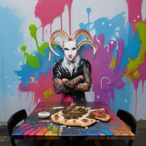 Rack of Lamb and Baked Alaska in Graffiti Art