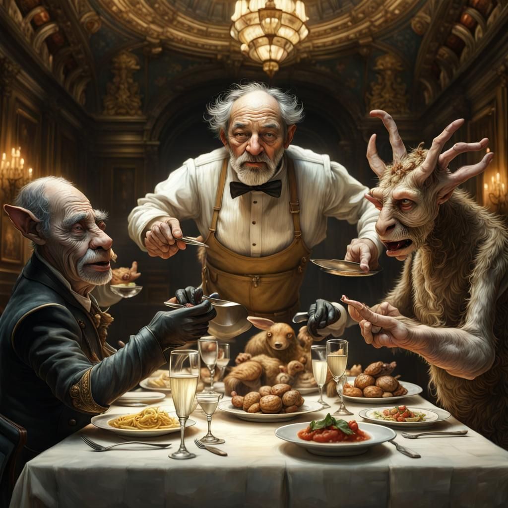 Eldritch Bistro Scene as Hyperrealist Digital Painting