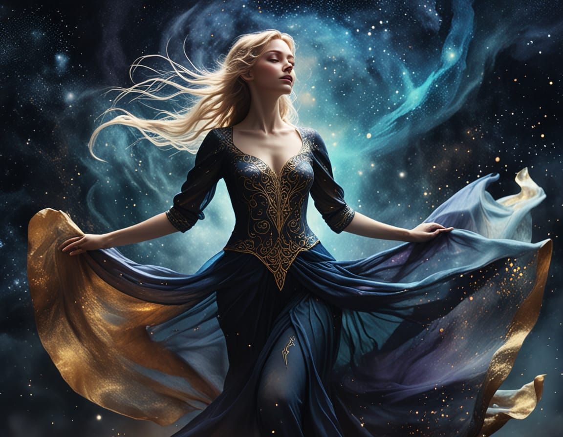 Ethereal Elf Dances in Astral Nebula