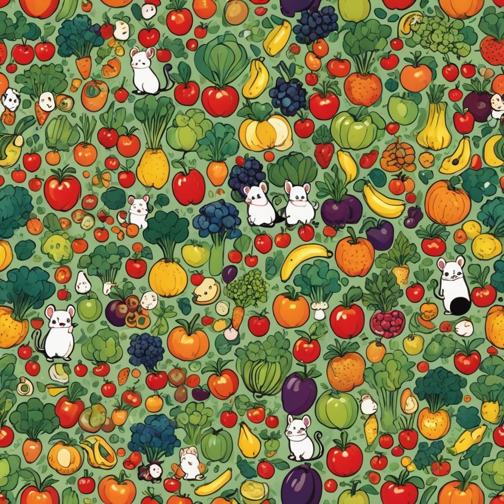 Chibi Fruits and Vegetables in Expressionist Style