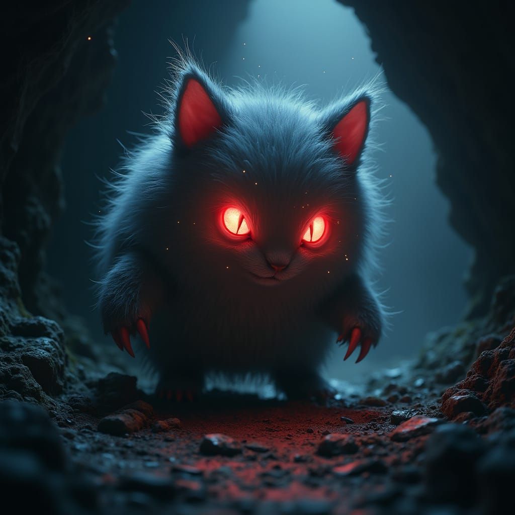 Mystical Fur Ball in Dark Cave